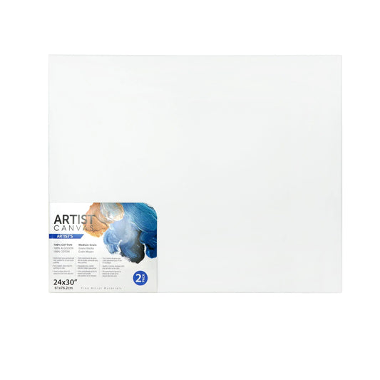 Artist Stretched Canvas, 24"X30", 2 Pack, 100% Cotton Acid Free, White, Deluxe Canvas, for All Skill Levels