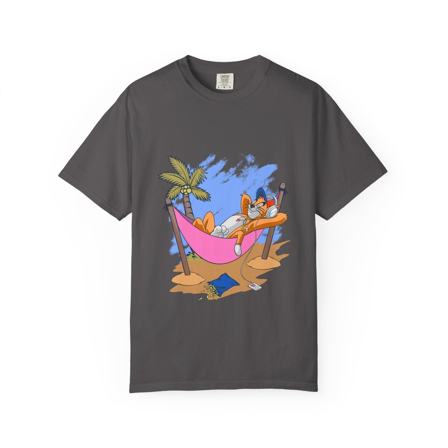 Chill Vibes T-Shirt, Unisex Relaxation Tee, Beach Day T-Shirt, Fun Summer Apparel, Cartoon Hammock Tee