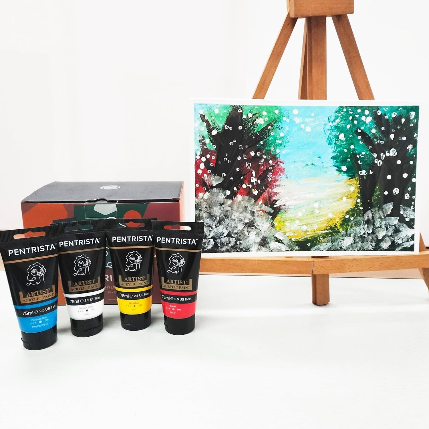 Acrylic Paint Primary Colors,6 Colors(75Ml/2.54Oz) Heavy Body Acrylic Set,Rich Pigment for Canvas Painting,Fabric & Rocks - Artist Grade Art Supplies Bulk for Adults Artists & Hobby Painters