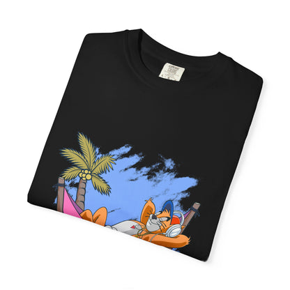 Chill Vibes T-Shirt, Unisex Relaxation Tee, Beach Day T-Shirt, Fun Summer Apparel, Cartoon Hammock Tee