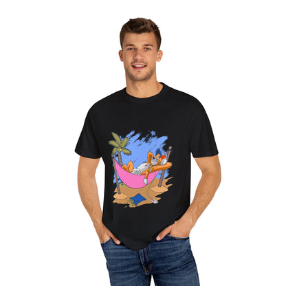 Chill Vibes T-Shirt, Unisex Relaxation Tee, Beach Day T-Shirt, Fun Summer Apparel, Cartoon Hammock Tee