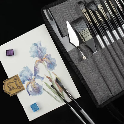 24Pcs Different Shape Sliver Grey Painting Brush Set for Gouache Watercolor Oil Painting Art Supplies Stationery