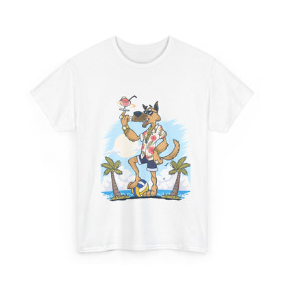 T-Shirt with Playful Dog Design - Unisex Summer Casual Tee, Beach Vibes, Gift for Dog Lovers, Funny Animal Shirt, Summer Apparel