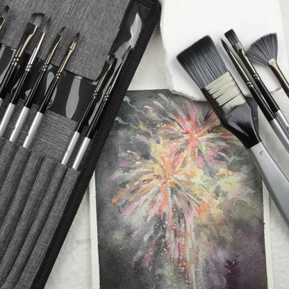 24Pcs Different Shape Sliver Grey Painting Brush Set for Gouache Watercolor Oil Painting Art Supplies Stationery